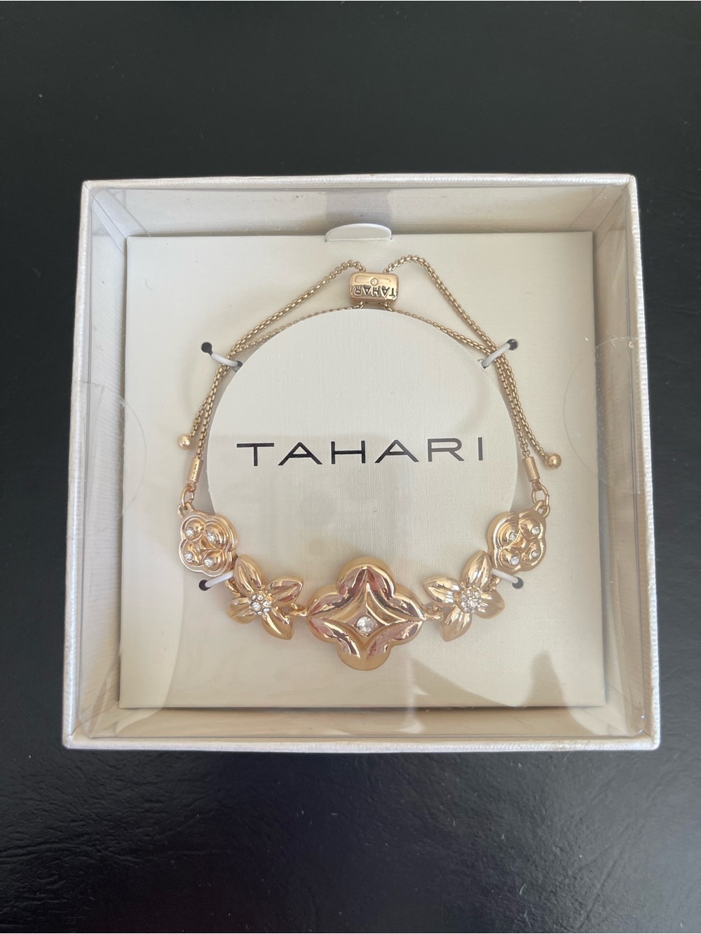 Tahari Gold Floral adjustable Link Bracelet
